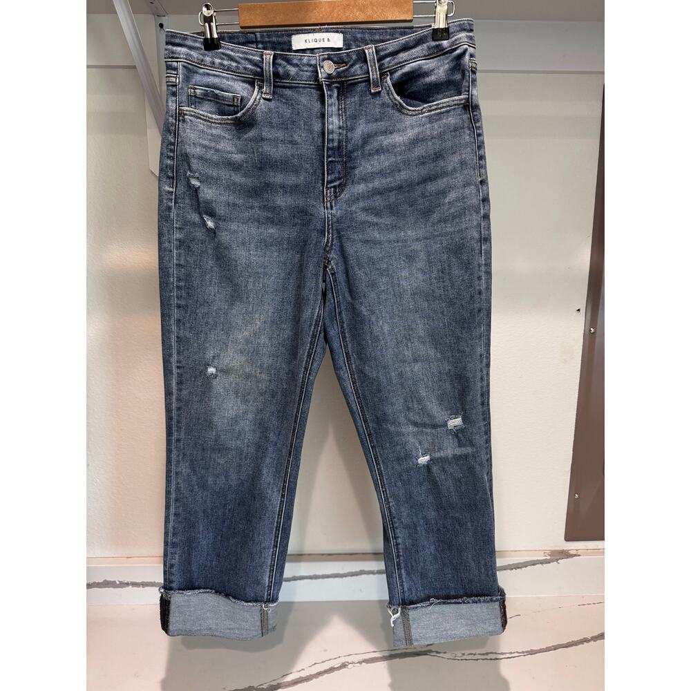 Klique B. Women's Straight Cropped Jeans High Rise Stretch Size‎ 13